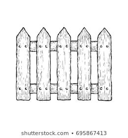 Farm Fence Sketch Images, Stock Photos & Vectors | Shutterstock White Picket Fence Drawing, Picket Fence Tattoo, Picket Fence Drawing, Fence Sketch, Fence Drawing, Lamb Drawing, Sketch Images, Cute Simple Tattoos, Farm Fence