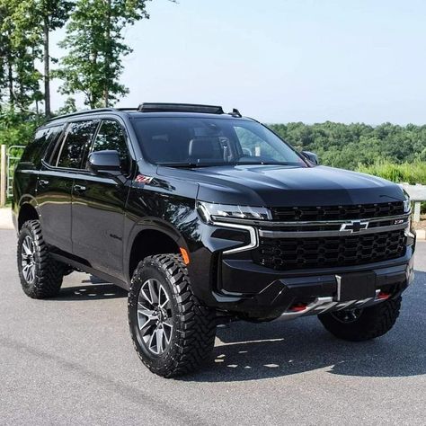 2021 Chevy Tahoe Z71 Lifted, Lifted Chevy Tahoe, Black Tahoe, Chevy Tahoe Ltz, Chevy Tahoe Z71, Chevy Vehicles, Lifted Chevy, Dream Cars Jeep, Chevy Suburban