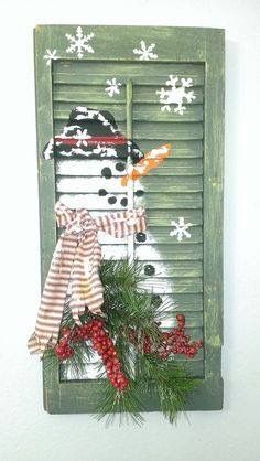 Snowmen Shutter Snowman, Painting Unique, Easy Christmas Decorations, Snowman Painting, Christmas Wood Crafts, Winter Painting, Primitive Christmas, Noel Christmas, Christmas Wood