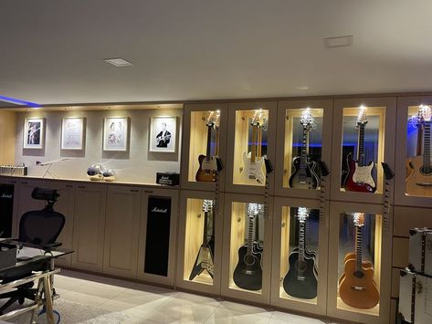 Guitar storage cabinet Guitar Storage Cabinet, Guitar Storage, Guitar Display, Home Music Rooms, Display Cabinet, Liquor Cabinet, Storage Cabinet, Guitar, Furniture