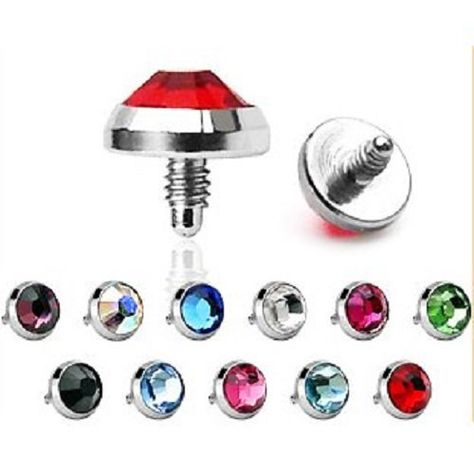 316L Internally Threaded Surgical Steel Gem Set Flat Bottom Dome for Anchors 14g 4mm dermal top HO1552 Microdermal Piercing, Dermal Anchor, Reality Shifting, Dermal Piercing, Piercings Unique, Types Of Piercings, Body Piercings, Best Jewelry Stores, Body Mods