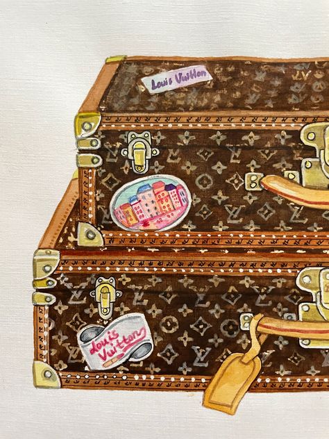 Louis Vuitton illustration by Sasha Solomon art, louis vuitton suitcase, retro suitcase, vintage suitcase, watercolor illustration, watercolor painting, louis vuitton poster, fashion aesthetic, fashion illustration, louis vuitton wall art, fashion wall art Louis Vuitton Illustration Art, Louis Vuitton Illustration, Louis Vuitton Painting, Louis Vuitton Poster, Suitcase Painting, Louis Vuitton Wall Art, Louis Vuitton Wall, Louis Vuitton Art, Louis Vuitton Watercolor