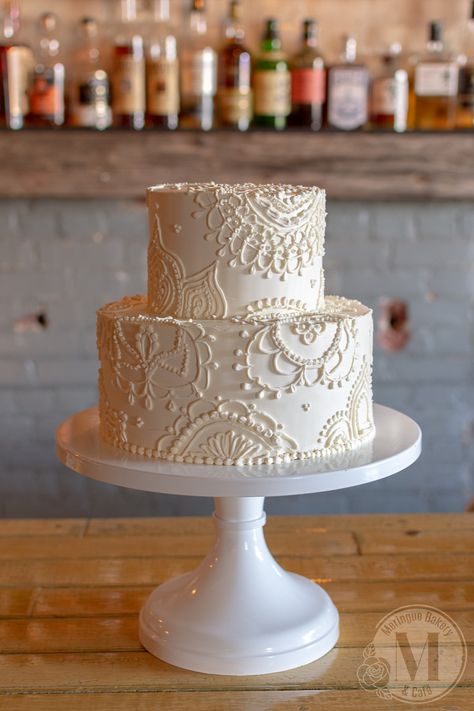 Small Wedding Cake, Elegant Wedding Cake, Barn Wedding, Buttercream Wedding Cake, Lace Wedding Cake, Simple Wedding Cake, Wedding, Bride, Wisconsin Wedding, Trendy Wedding Cake, Cute Wedding Cake, Meringue Bakery, Jen Barney, Holiday Baking Championship, Food Network Henna Wedding Cake, Wedding Cake With Lace, Barney Cake, Cake With Lace, Wedding Cake Simple, Wedding Cake Display, Pretty Wedding Cakes, Wedding Cakes Elegant, Bakery Food