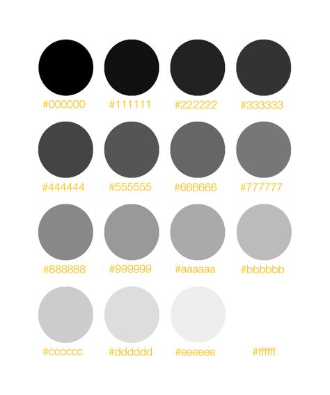 Grey scale organized neatly. ed: I learned something. Greyscale Colour Palette, Grey Hex Code, Grey Scale Drawing, Greyscale Palette, Grayscale Palette, Greyscale Colour, Gray Hex, Things Organized Neatly, Grey Scale