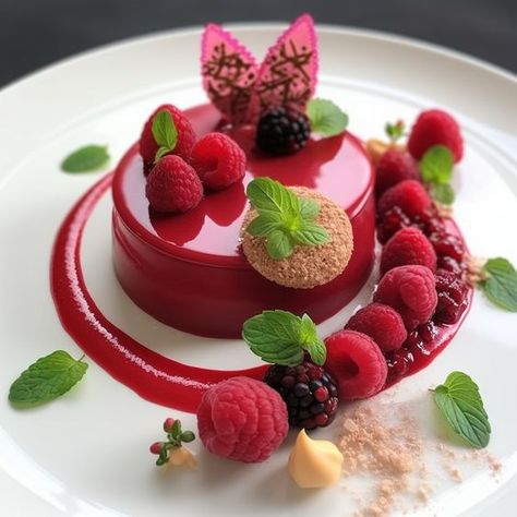 Gourmet Desserts Presentation, Fancy Desserts Presentation, Cafe Milano, Fine Dining Desserts, Gourmet Food Plating, Dessert Presentation, Dessert Plating, Recipes Cake, Elegant Desserts