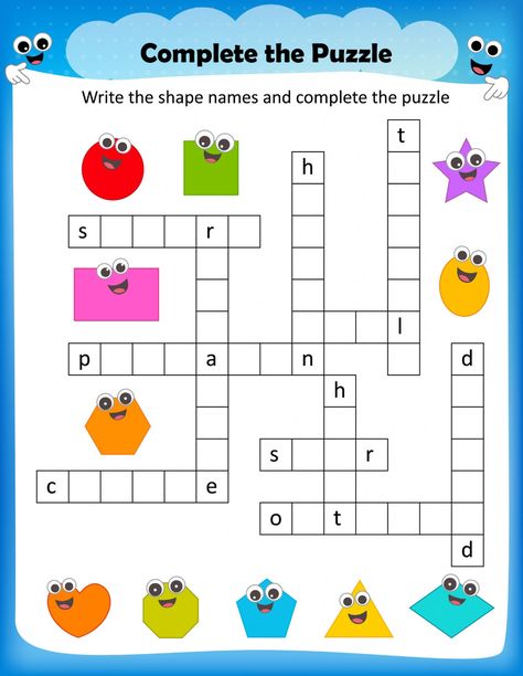 Printable Fun Crosswords for Kids | 101 Activity 2d Shapes Worksheet, 2d Shapes Kindergarten, 3d Shapes Kindergarten, Free Printable Crossword Puzzles, Printable Crossword Puzzles, Shapes Worksheet Kindergarten, Free Printable Puzzles, Shapes Kindergarten, Kindergarten Worksheets Printable