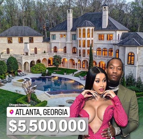 Cardi B Mansion, Cardi B House Inside, Cardi B House, Cardi B And Offset, Atlanta Mansions, Insane Pools, 5 Million Dollars, Million Dollar Homes, House Inside