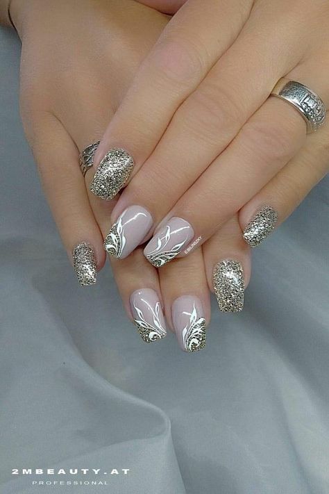 Nagellack Trends, Art Deco Nails, Manicure Nail Designs, Finger Nail Art, Fancy Nails Designs, Trendy Nail Art Designs, Nail Art Designs Diy, Pretty Nail Art Designs, Nail Art Wedding