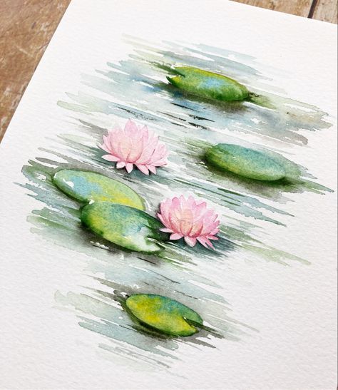 Watch Watercolor, Water Lily Drawing, Watercolour Water, Glistening Water, Watercolour Tutorial, Lilies Drawing, Water Lilies Painting, Watercolor Lotus, Lotus Painting