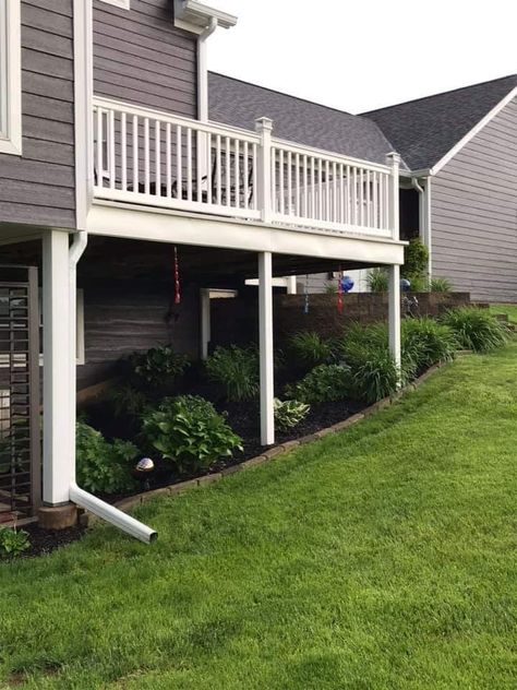 Under Deck Garden Ideas, Under Deck Landscaping Ideas, Landscape Around Deck, Under Deck Patio Ideas, Under Deck Landscaping, Landscaping Around Deck, Deck Landscaping, Deck Paint, Backyard Porch