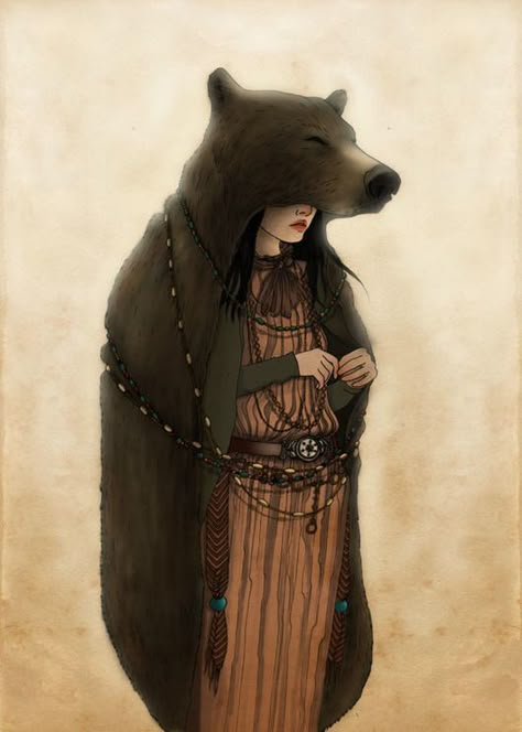 Illustrations by Emilia Dziubak, via Behance Bear Goddess, Bear Spirit, Bear Totem, Spirit Bear, Power Animal, Bear Illustration, Spirit Animals, Fairytale Art, Carving Ideas