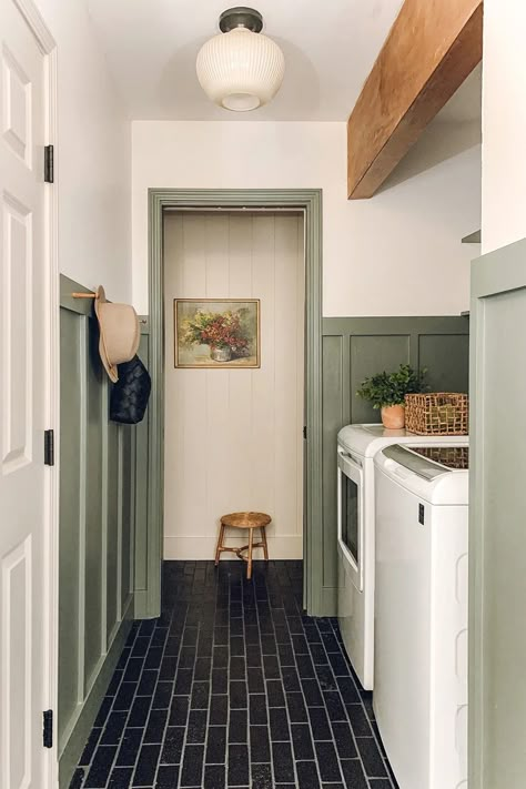 The Laundry Room Upgrades This First-Time Homeowner Instantly Regretted Glazed Brick, Fireclay Tile, Laundry Mudroom, Home Laundry, Room Upgrade, Brick Flooring, Laundry Mud Room, Laundry Room Makeover, Laundry Room Ideas