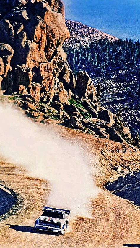 1987 Pikes Peak Hill Climb - World rally champion Walter Rohrl powering his Group B Audi Sport Quattro S1 to victory on "America's Mountain."  Röhrl was the first driver to complete the legendary "Race to the Clouds" in under 11 minutes with his 590bhp all wheel drive machine.  #PPIHC #PikesPeak #GroupB #AudiSportQuattro #WalterRohrl Audi Quattro S1 Wallpaper, Group B Wallpaper, Group B Rally Wallpaper, Audi Sport Quattro S1, Audi Quattro S1, Group B Rally, Pikes Peak Hill Climb, Rally Car Racing, Hard Photo