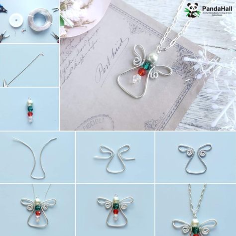 Christmas Wire Wrapped Jewelry, Wire Jewelry Diy Tutorial, Wire Angel, Christmas Jewelry Diy, Wire Jewelry Patterns, Wire Ornaments, Wire Wrapped Stone Jewelry, Wire Jewelery, Wire Wrap Jewelry Designs