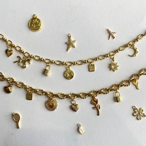 Bracelets Elegant, Charm Bracelet Gold, Custom Charm Bracelet, Lucky Charm Bracelet, Customised Bracelets, Bracelets Charm, Jewelry Elegant, Gold Charm Bracelet, Custom Charms