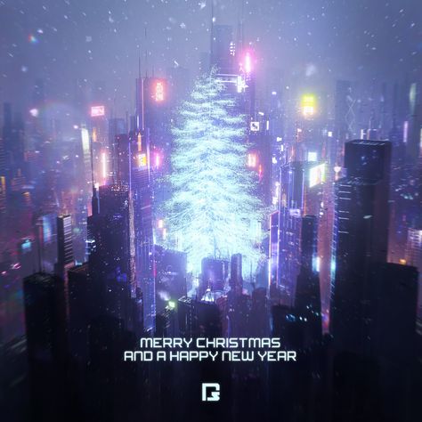 ArtStation - Cyberpunk Christmas haha, Rutger van de Steeg Cyberpunk Christmas, Futuristic Christmas, New Year Post, Happy New Year Wallpaper, New Year Art, New Year Wallpaper, Cyberpunk City, A Happy New Year, Winter Wallpaper