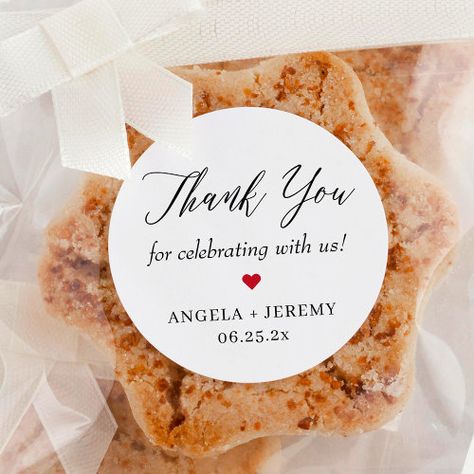 Simple Elegant Thank You Script Gift Favor Classic Round Sticker #zazzle #weddinginvitations #birthdayinvitations #babyshowerinvitations #zazzleinvitations #monogram #businesscards #graduation #homedecor Flower Girl Dresses Elegant, Cookies Bag, Rustic Forest Wedding, Cookie Wedding, Thank You Cookies, Cookie Wedding Favors, Cookie Table, Clean And Minimal, Mini Jars