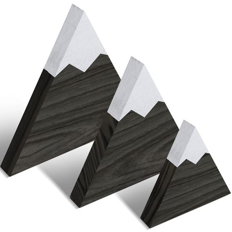 PRICES MAY VARY. Farmhouse Mountain Nursery Decor: the package comes with 3 pieces of wooden adventure mountain table decor centerpieces in triangle shape, full of retro and farmhouse style, adding a splash of color to your home Size Details: wooden mountain decors for farmhouse are available in 3 sizes, namely about 6.61 x 7.01 inches/ 16.8 x 17.8 cm (H x W), 5.51 x 5.75 inches/ 14 x 14.6 cm (H x W), 4.53 x 4.53 inches/ 11.5 x 11.5 cm (H x W), the thickness of them is about 0.79 inches/ 2 cm; Y Table Centerpieces For Home Farmhouse, Mountain Shelf, Decor Centerpieces, Table Centerpieces For Home, Adventure Mountain, Mountain Nursery, Mountain Decor, White Snow, Woodland Nursery Decor