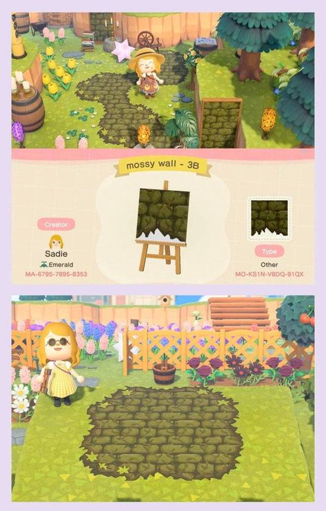 Mossy Stone Path Animal Crossing, Mossy Brick Path Animal Crossing, Acnh Mossy Brick Path, Mossy Path Acnh, Animal Crossing Mossy Path, Mossy Stone Path Acnh, Acnh Mossy Stone, Acnh Mossy Stone Paths, Acnh Summer