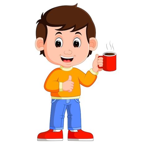 Young man drinking coffee | Premium Vector #Freepik #vector #holding-coffee #drink-coffee #drink-tea #holding-cup Man Drinking Coffee, Man Drinking, Coffee Cartoon, Coffee Vector, I Drink Coffee, Cartoon Boy, Flash Card, Drinking Coffee, Math Activities