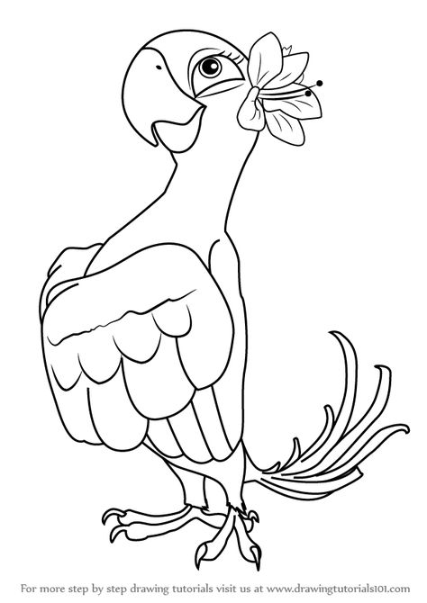 Jewel is the deutergaonist of the series and he has these really silky, smooth blue feathers and wings - essentially she is more slender and sleeker than Blu. Rio Coloring Pages, Jewel From Rio, Rio Drawing, Pintar Disney, Free Disney Coloring Pages, Jungle Thema, Minimalist Tattoo Ideas, Free Kids Coloring Pages, Disney Drawings Sketches