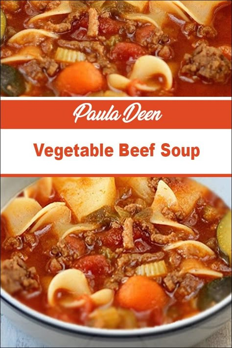 Paula Deen Seasoning Recipe, Paula Deen Beef Stroganoff, Paula Deen Beef Stew, Christmas Dinner Recipes Sides, Creamy Beef Stroganoff, Homemade Vegetable Beef Soup, Veggie Soup Recipes, Beef Vegetable Stew, Beef Stroganoff Recipe