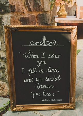 The Prettiest Southern Wedding You’ve Ever Seen (Planned Only In Three Months!) Shakespeare Wedding, Wedding Planning Quotes, Literary Wedding, Chalkboard Sign, Wedding Quotes, Southern Weddings, Maybe One Day, Southern Wedding, Smile Because