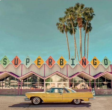 Palm Springs Photography, Composite Photo, Spring Architecture, Googie Architecture, 50s Art, Mid Century Exterior, Retro Interior Design, Imperial Crown, Vintage Neon