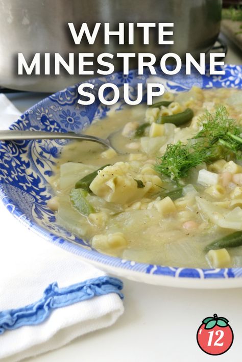 White Minestrone Soup | 12 Tomatoes Milk Diet, Ditalini Pasta, Frozen Green Beans, Italian Soup, 12 Tomatoes, Minestrone Soup, Stuffed Pasta Shells, Minestrone, Basic Recipes