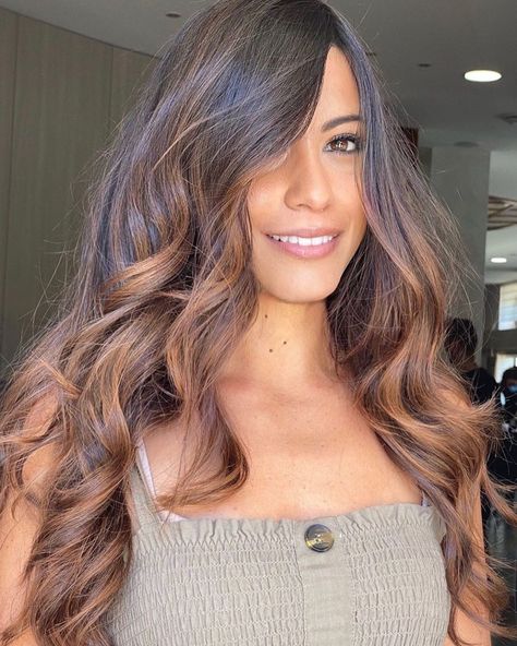 Hair Color On Black Hair, Color On Black Hair, Toffee Balayage, Natural Ash Brown Hair, Bronze Balayage, Caramel Hair Highlights, Luxury Wigs, Caramel Hair Color, Rambut Brunette