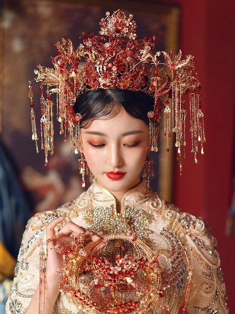 Chinese Empress Dress, Chinese Crown, Chinese Headdress, Asian Hair Accessories, Asian Hair Ornaments, Hair Jewerly, Chinese Clothing Traditional, Chinese Empress, Guilin China