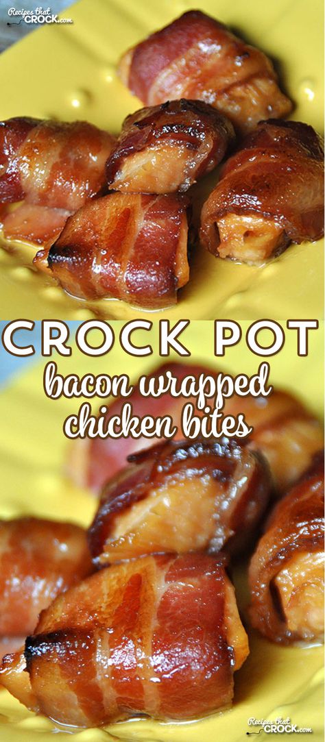 Are you looking for THE appetizer to take to your next party or potluck? These Crock Pot Bacon Wrapped Chicken Bites will be perfect for just that! Bacon Wrapped Chicken Bites, Chicken Bites Recipes, Crockpot Appetizers, Diy Easy Recipes, Bacon Appetizers, Wrapped Chicken, Bacon Wrapped Chicken, Pot Luck, Crockpot Pork