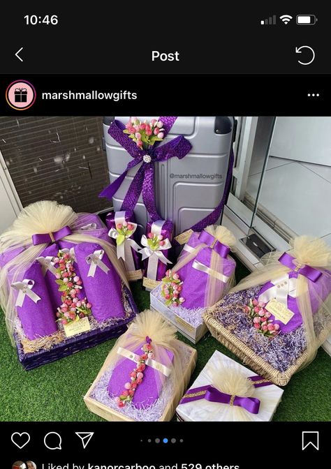 Dowry Wrapping Ideas, Engagement Wrapping Ideas Ghana, Bride Suitcase, Engagement Hamper, Traditional African Wedding, Wedding Hampers, Engagement Gift Baskets, Kente Designs, Bridal Fan