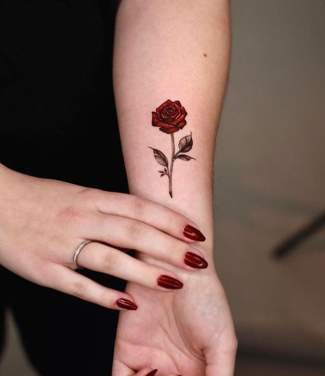 Tattoo After Care, Tattoo Artist Tattoo, Rose Tattoos For Women, Small Rose Tattoo, Hand Tattoos For Girls, Bts Tattoos, Tattoos Mandala, Tattoo Butterfly, Red Rose Tattoo