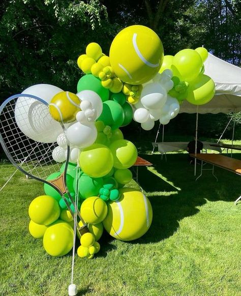 Bryan & College Station, Texas | Poppin’ Texas - Balloon Artists on Instagram: "Serving up gold-medal installs 🎾🌟 Let the countdown to the 2024 Olympics begin! 🏆  • • •  #2024olympics #balloongarland #balloondelivery #ballooninstallation #ballooninstall #balloonarch #aggies #aggieland #aggiebound" Ace Deuce, Tennis Senior Pictures, Tennis Court Design, Tennis Decorations, Tennis Decor, Tennis Crafts, Tennis Birthday Party, Wimbledon Party, Tennis Party Decorations