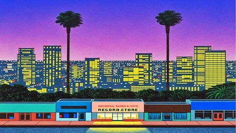 Hiroshi Nagai art wallpapers (1080p) - Album on Imgur Japan 80's Aesthetic, Image Pixel Art, Hiroshi Nagai, City Pop, Pop Illustration, Vaporwave Art, City At Night, 8bit Art, New Retro Wave