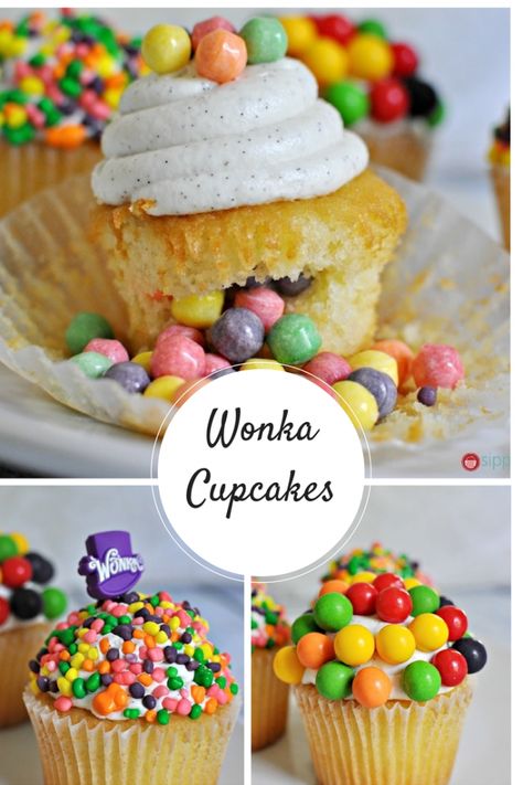 Willy Wonka Cupcakes - Wonkafy Your Cupcakes! Willy Wonka Cupcakes, Wonka Cupcakes, Birthday Cakes For Girls, Chocolate Factory Party, Willie Wonka, Cakes For Girls, Wonka Party, Willy Wonka Party, Novelty Birthday Cakes