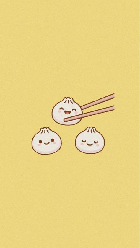 Xiao Long Bao Illustration, Baozi Illustration, Dumplings Wallpaper, Sushi Wallpaper Aesthetic, Dumpling Wallpaper, Cute Sushi Wallpaper, Bao Tattoo, Kawaii Food Wallpaper, Dimsum Aesthetic