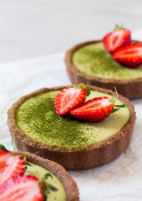 vegan matcha coconut tarts Matcha Desserts, Matcha Coconut, Lazy Cat Kitchen, Matcha Recipes, Coconut Tart, Matcha Dessert, Cat Kitchen, Green Tea Recipes, Matcha Recipe