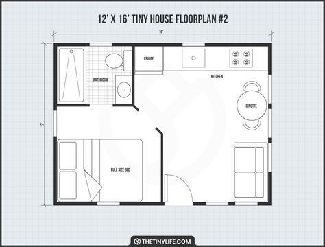 12 x 16 Tiny Home Designs, Floorplans, Costs And More - The Tiny Life Tiny Guest House Floor Plans, 12x16 Tiny House Floor Plans With Loft, 12 X 20 Tiny House Floor Plan, 12x16 Tiny House Floor Plans, 10x12 Tiny House, Tiny House Layout Floor Plans, Tiny Home Floorplan, Tiny Home Designs, Cabin Garage