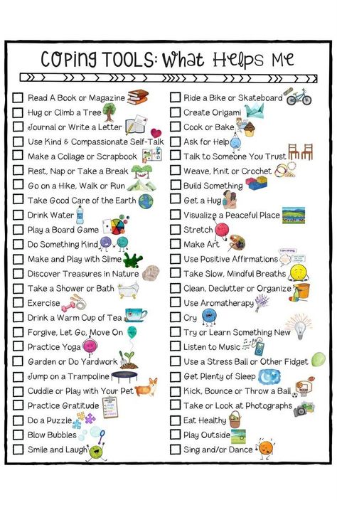 Coping Skills Worksheet, Coping Skills For Kids, Coping Skills Worksheets, Kids Coping Skills, Skills For Kids, Kids Checklist, Counseling Worksheets, School Counseling Lessons, Counseling Lessons