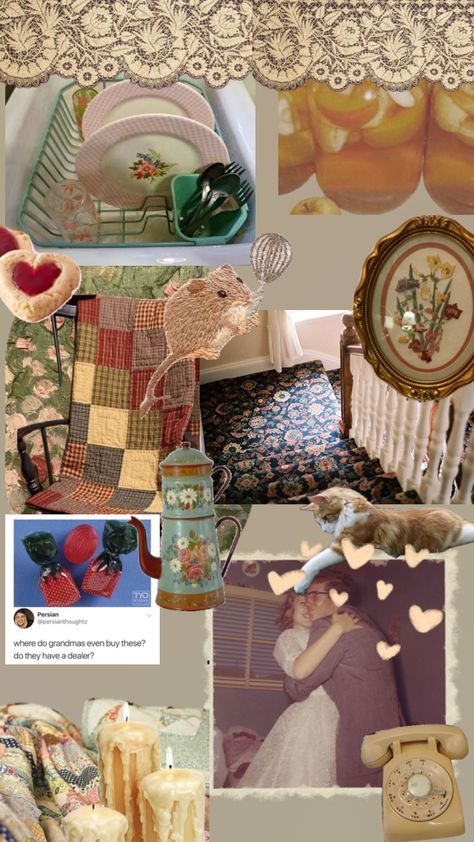 #grandmacore #grandmaaesthetic #missyougrandma #loveyou Grandparent Core Aesthetic, Grandma Aesthetic, Grandma Vintage, Country Cottage Decor, Aesthetic Board, Grandma Core, Spring Boho, + Core + Aesthetic, Cottage Decor