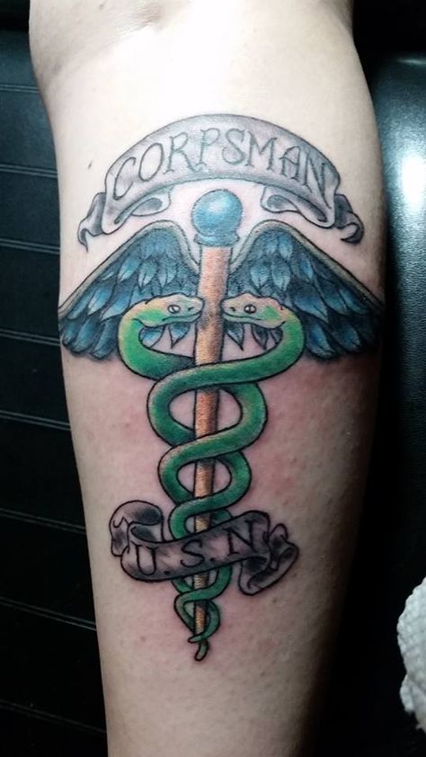 #usn #usnavy #tattoo #corpsman #caduceus #caduceustattoo #colortattoo #tattoo #studio13tattoomg Naval Tattoos For Women, Corpsman Tattoo, Navy Anchor Tattoos, Naval Tattoos, Caduceus Tattoo, Hospital Corpsman, Navy Hospital Corpsman, Navy Corpsman, Anchor Tattoos