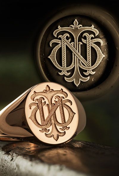 Victorian Monogram TWN Gold Seal Ring Victorian Monogram, Monogram Ring Gold, Traditional Cushions, Seal Ring, Script Monogram, Monogram Ring, Signet Rings, Letter B, Floral Border