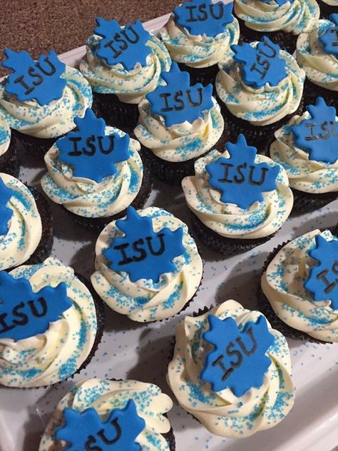 Indiana State University cupcakes Michigan State Graduation Party Ideas, University Of Michigan Grad Party Ideas, Indiana University Graduation Party, Penn State Cake Graduation, Penn State Grad Party, Indiana State University, Trunk Party, University Graduation, Senior Graduation Party