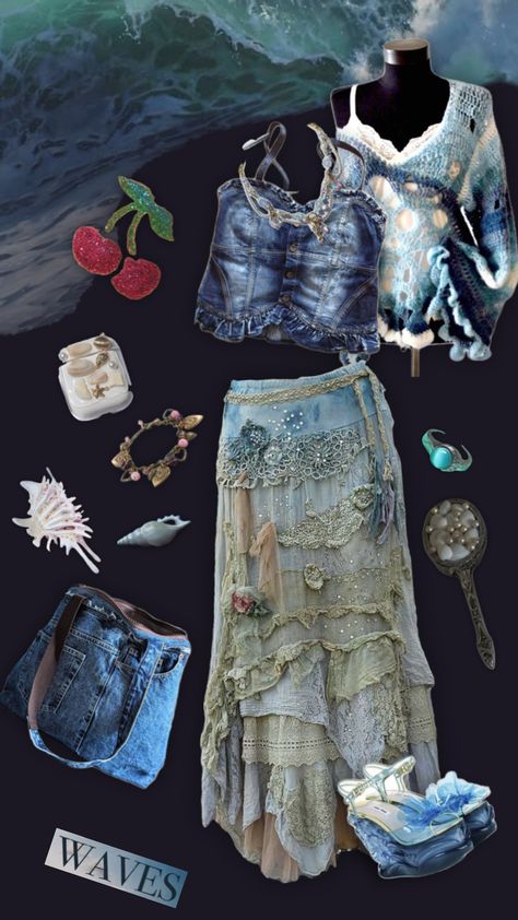 Mermaidcore #mermaidcore #outfitinspo #h2o H2o Just Add Water Outfits, Mermaidcore Outfit, H2o Outfits, Pisces Fashion, Siren Core, H2o Mermaids, Mermaid Core, Baddie Style, Mermaid Outfit