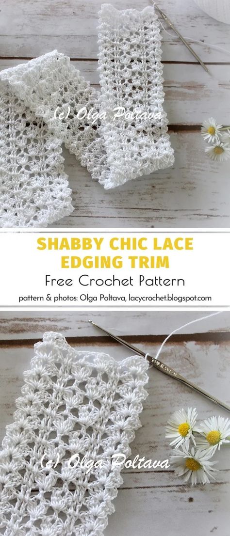 Crochet Edging Patterns Free, Háčkovaná Čipka, Crochet Border Patterns, Crochet Edging Patterns, Crochet Lace Edging, Stylish Crochet, Crochet Lace Pattern, Crochet Lace Trim, Crochet Borders