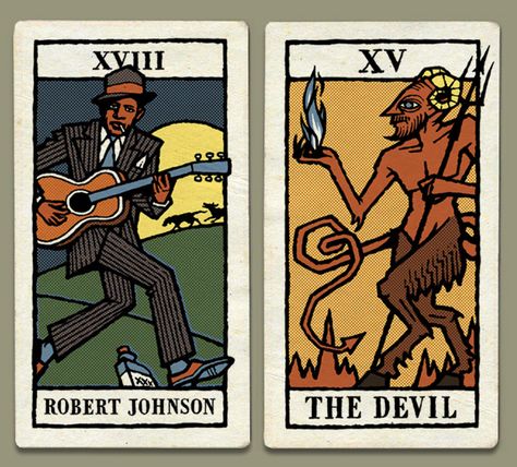 robert johnson devil Blues Music Poster, Papa Legba, Robert Johnson, Delta Blues, Blue Tattoo, 8bit Art, Southern Gothic, Sleeves Ideas, Blue Poster