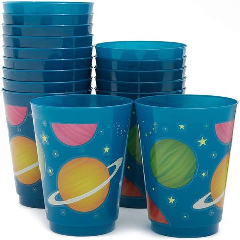 PRICES MAY VARY. 16 OZ PLASTIC CUPS: Add these blue cups to the dining table setting, or use them at your buffet and dessert table to bring the outer space party decorations to all areas of your event SPACE PARTY SUPPLIES: Add these festive plastic cups to your party supplies and impress your guests with a fun cohesive theme! HIGH QUALITY: Made from premium plastic material, simply wash and reuse! CAPACITY: Each plastic tumbler can hold up to 16 ounces of liquid WHAT’S INCLUDED: Includes set of Outer Space Party Decorations, Planet Birthday, Planet Party, Space Party Decorations, Astronaut Party, Plastic Party Cups, Sistem Solar, Space Theme Party, Outer Space Party