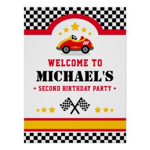 Race Car Party Supplies | Zazzle Go Kart Birthday Party, Indy 500 Party, Go Kart Birthday, Two Fast Birthday Party, Ferrari Party, Second Birthday Boys, Welcome Signage, Car Birthday Party, 2nd Birthday Boys